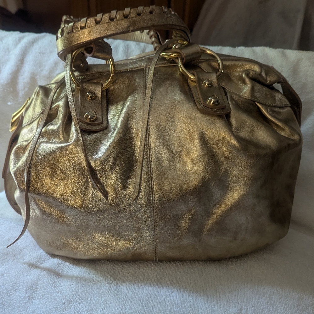 Francesco Biasia Shimmering Gold Shoulder Bag
